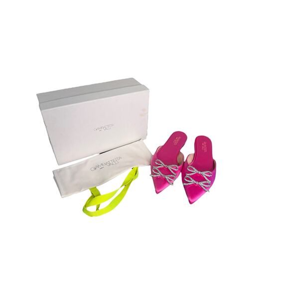 Gianbattista Valli NIB Embellished Satin Mules in Pink Size 40 - Picture 2 of 11